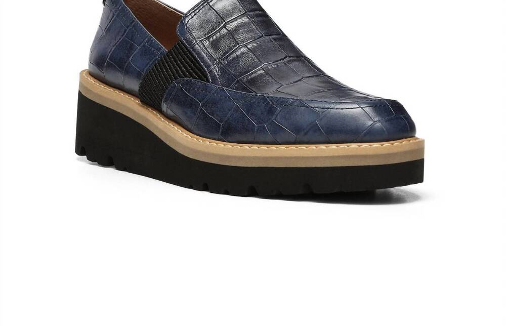 NEW DONALD PLINER women's trudie wedge loafers in navy